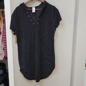 Black Striped Women's Swim Coverup